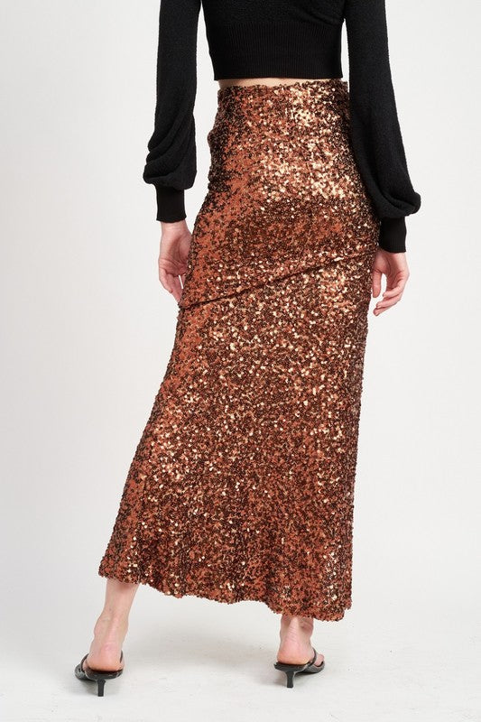 Printed High Waisted Maxi Skirt