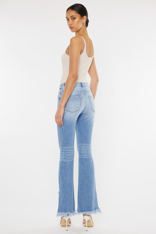 Kan Can USA High Rise Leg Distress Bootcut Jeans