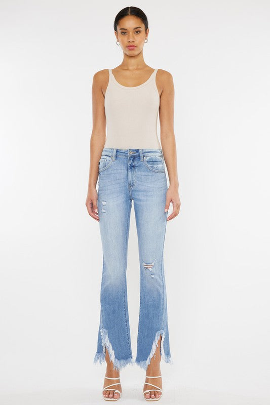 Kan Can USA High Rise Leg Distress Bootcut Jeans