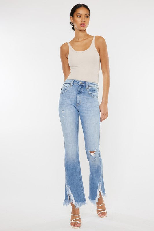 Kan Can USA High Rise Leg Distress Bootcut Jeans