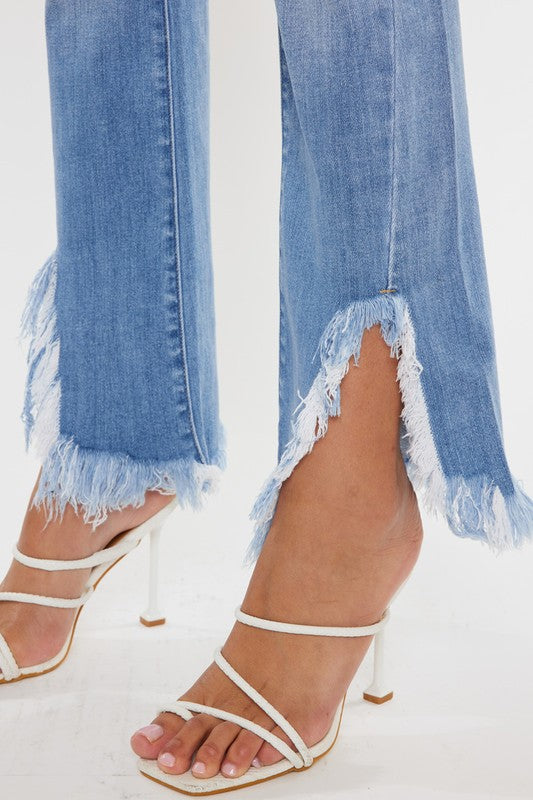 Kan Can USA High Rise Leg Distress Bootcut Jeans