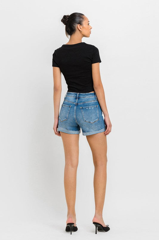 VERVET By Flying Monkey Super High Rise Button Up Mom Shorts