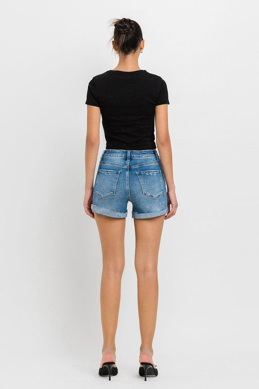 VERVET By Flying Monkey Super High Rise Button Up Mom Shorts