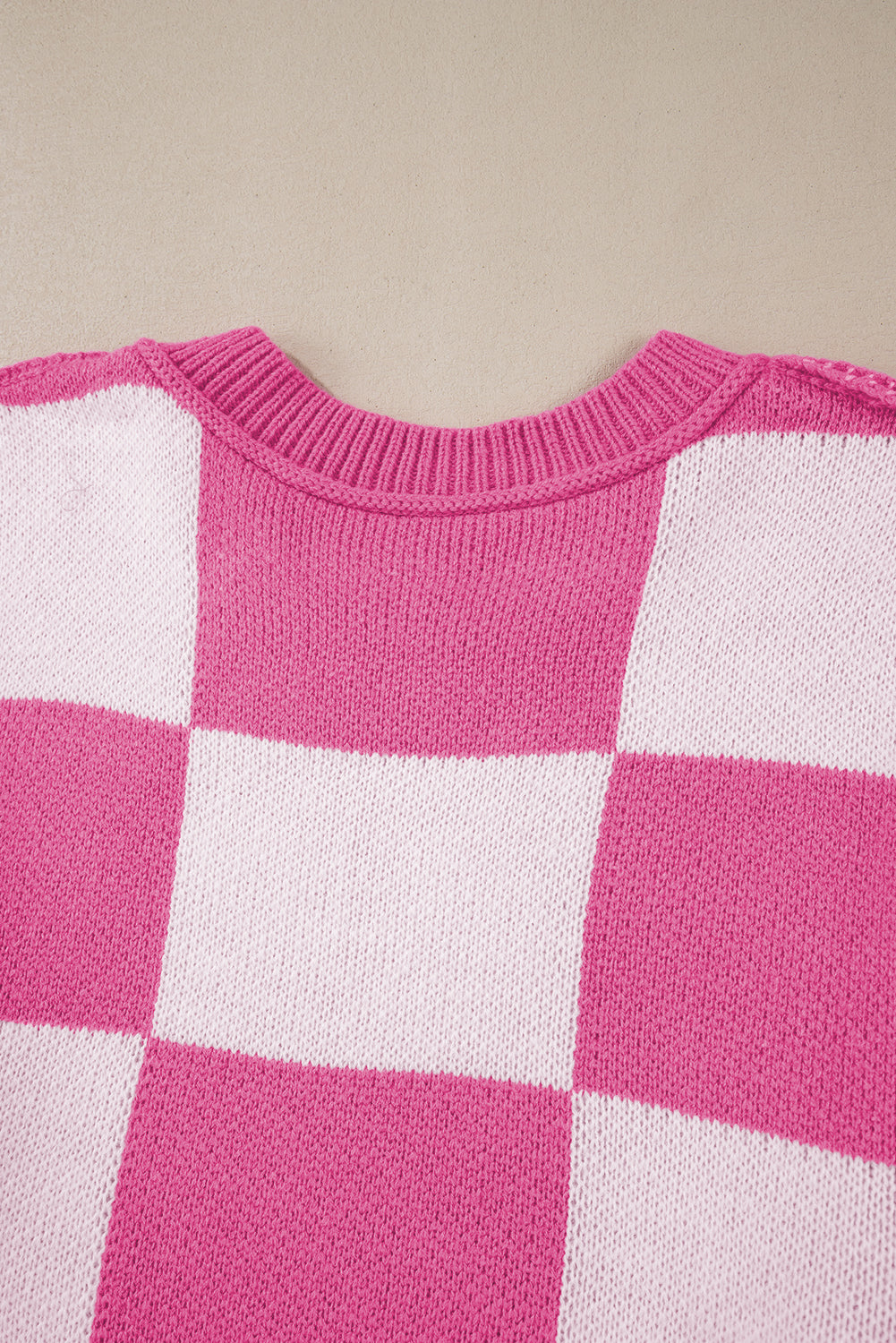 Khaki Checkered Bishop Sleeve Pullover Sweater