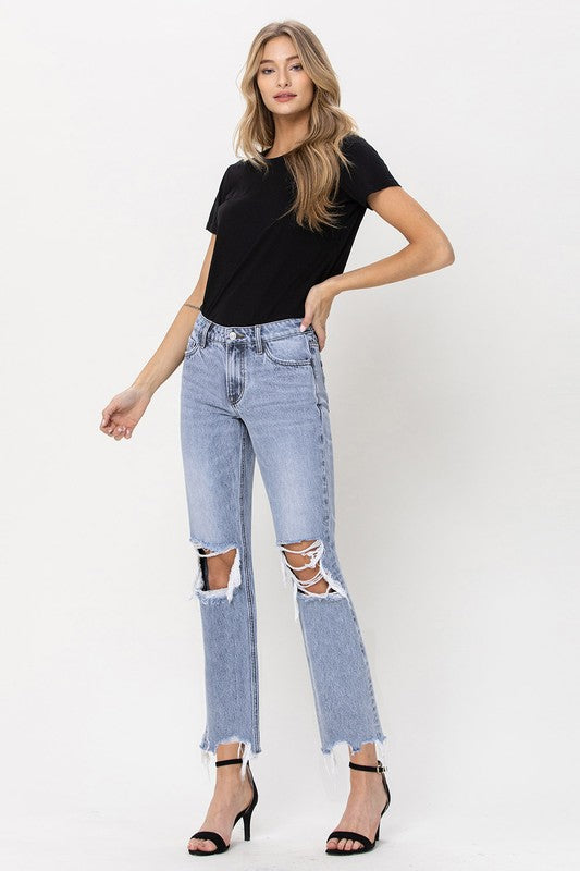 VERVET by Flying Monkey Super High Rise 90's Straight Crop Jeans