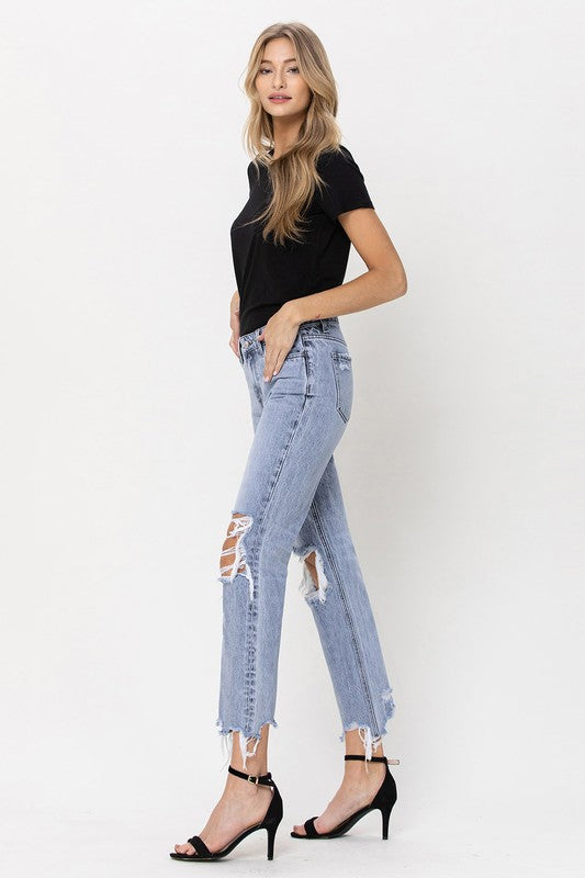 VERVET by Flying Monkey Super High Rise 90's Straight Crop Jeans