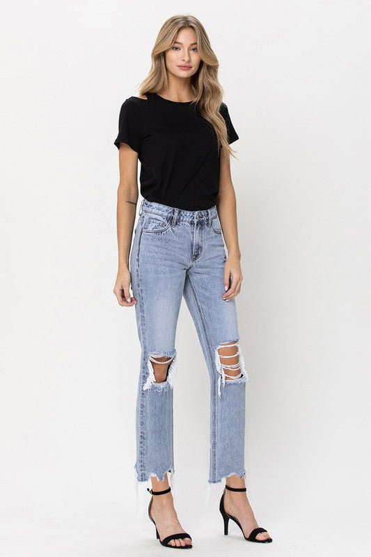 VERVET by Flying Monkey Super High Rise 90's Straight Crop Jeans