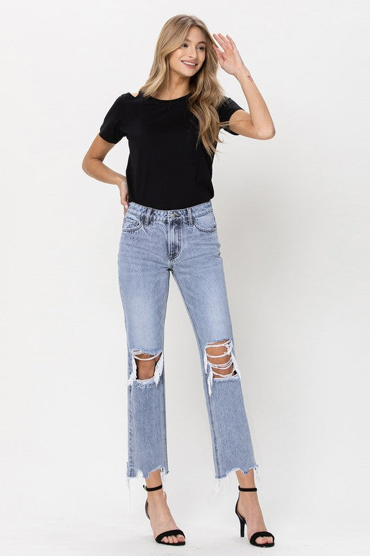 VERVET by Flying Monkey Super High Rise 90's Straight Crop Jeans