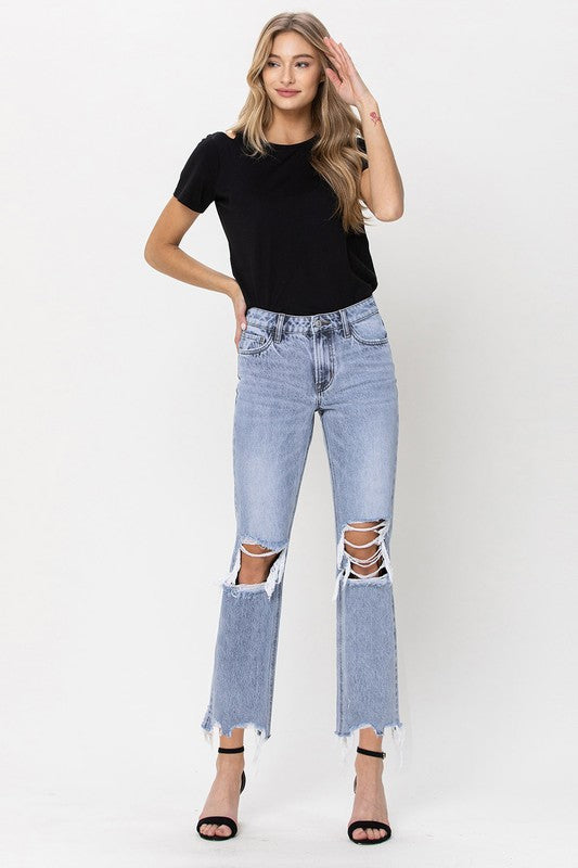 VERVET by Flying Monkey Super High Rise 90's Straight Crop Jeans