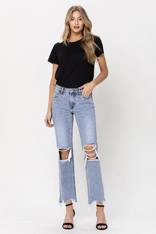 VERVET by Flying Monkey Super High Rise 90's Straight Crop Jeans