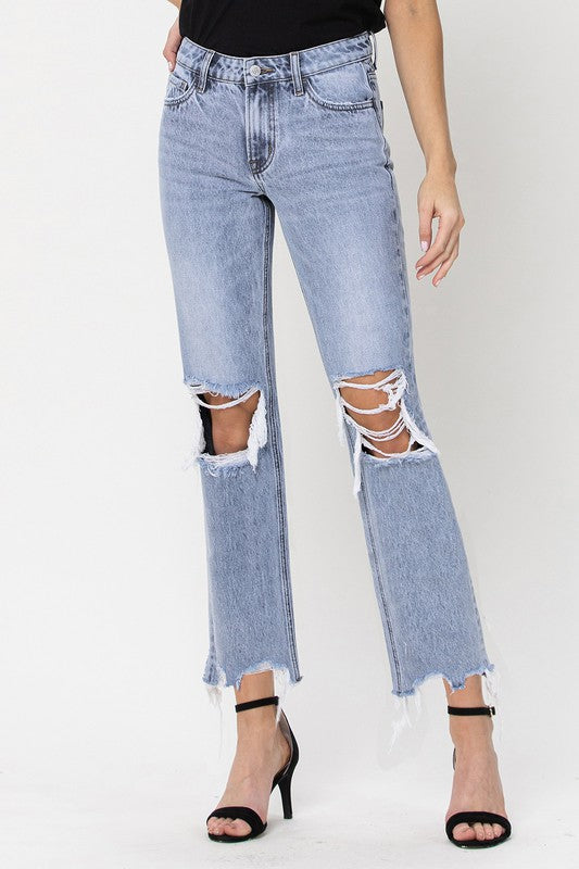 VERVET by Flying Monkey Super High Rise 90's Straight Crop Jeans