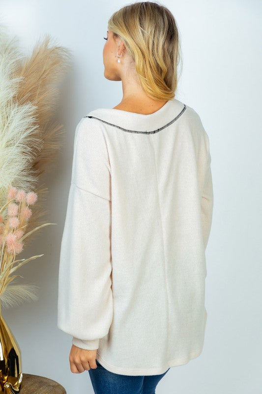 Plus Long Sleeve Solid Knit Top