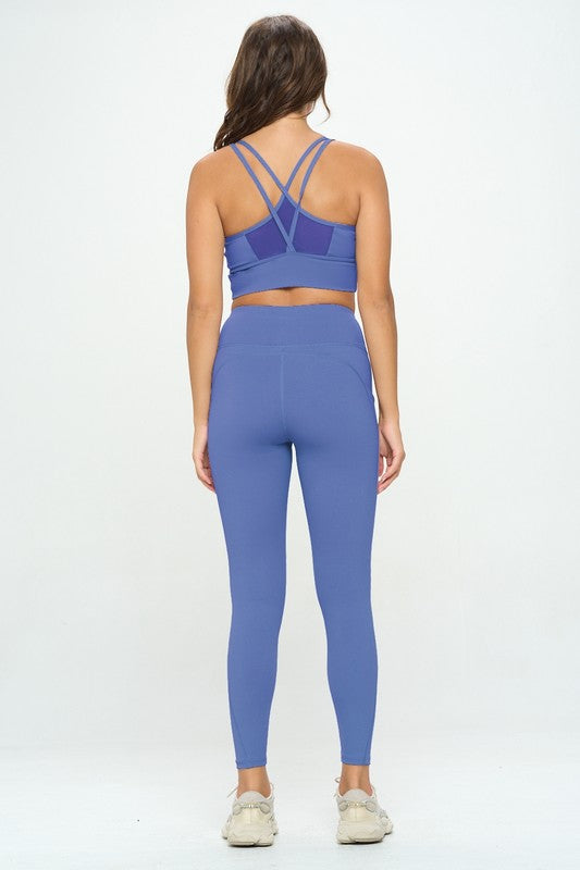 Mesh Lining Sports Bra and Leggings Two Piece Set