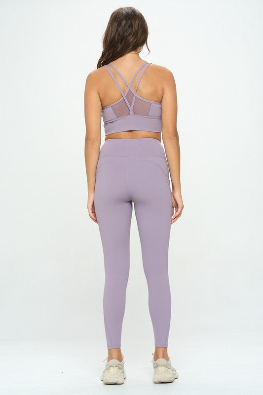 Mesh Lining Sports Bra and Leggings Two Piece Set