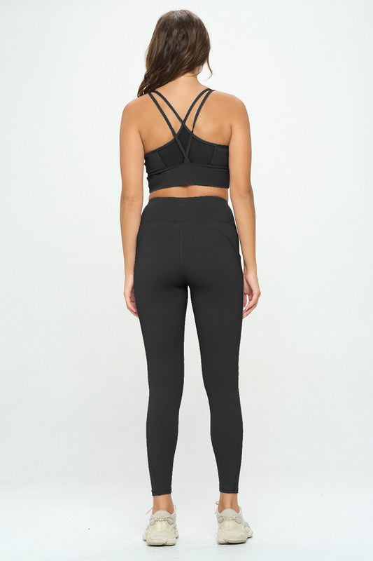 Mesh Lining Sports Bra and Leggings Two Piece Set