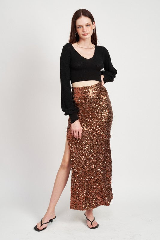 Printed High Waisted Maxi Skirt