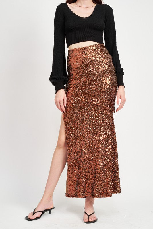 Printed High Waisted Maxi Skirt