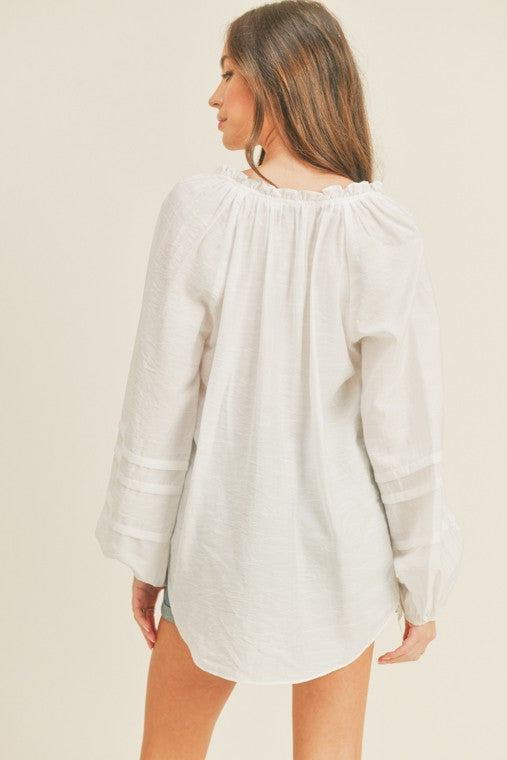 Bishop Sleeve Button Top