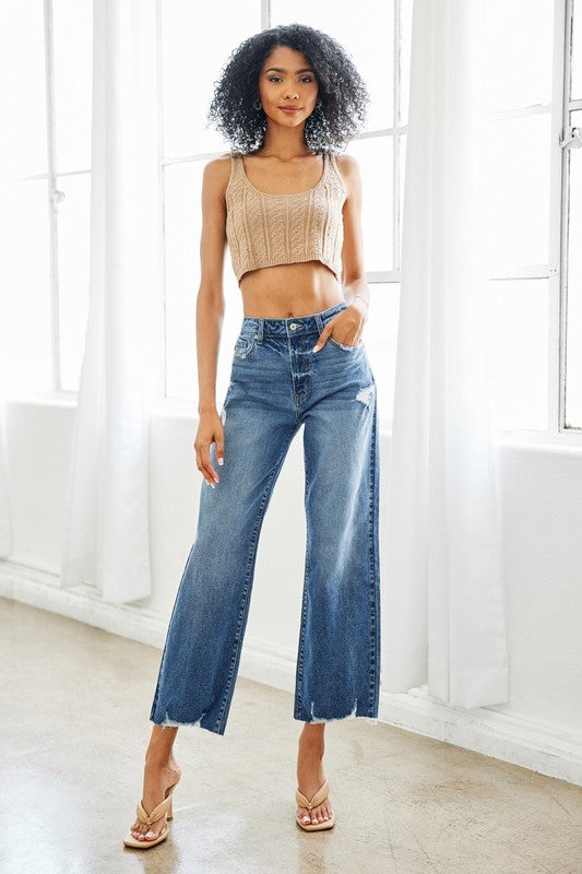 Kan Can USA High Rise Slim Wide Leg Jeans
