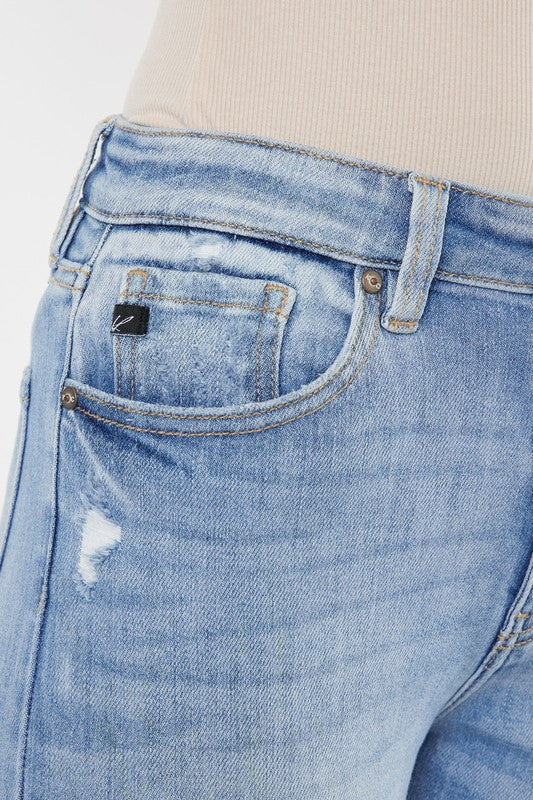 Kan Can USA High Rise Leg Distress Bootcut Jeans