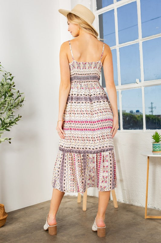 Boho Print Tiered Dress