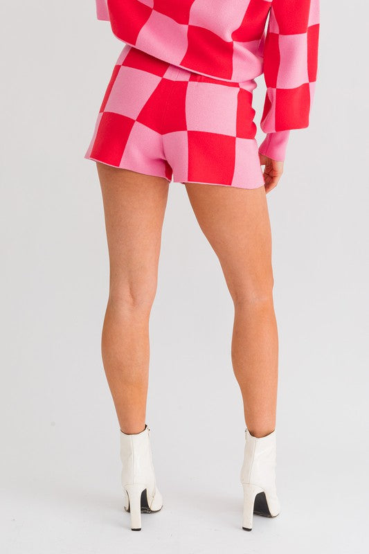 Checkered Sweater Shorts