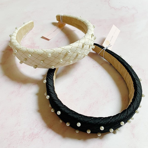 Quilted Elegance Pearl Headband