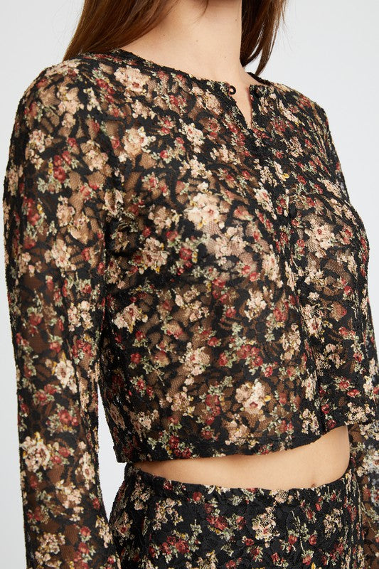 Bell Sleeve Cropped Top