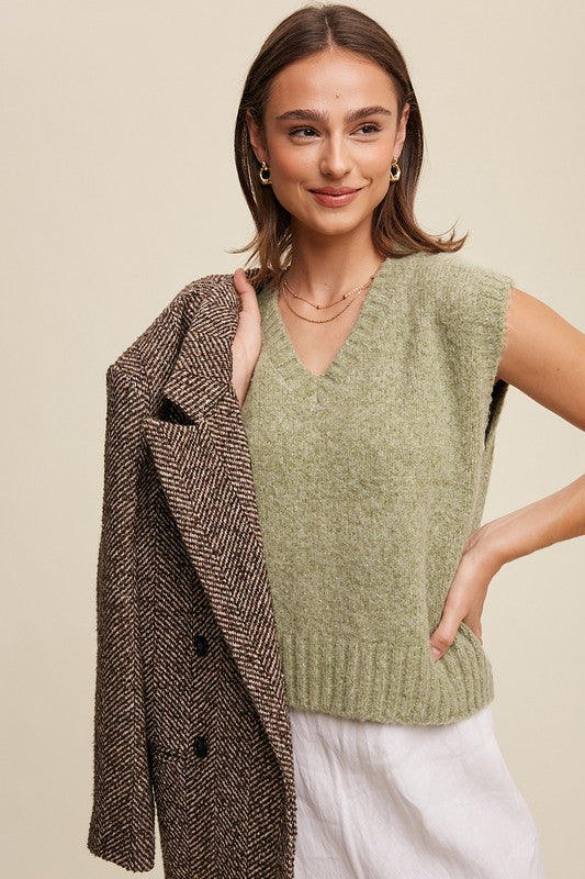 Soft Touch Cropped Knit Sweater Vest