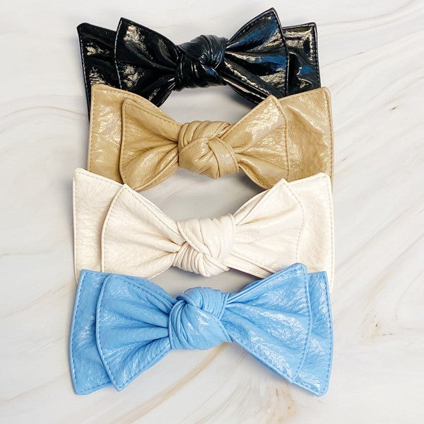 Patent Leather Double Bow Hair Clip