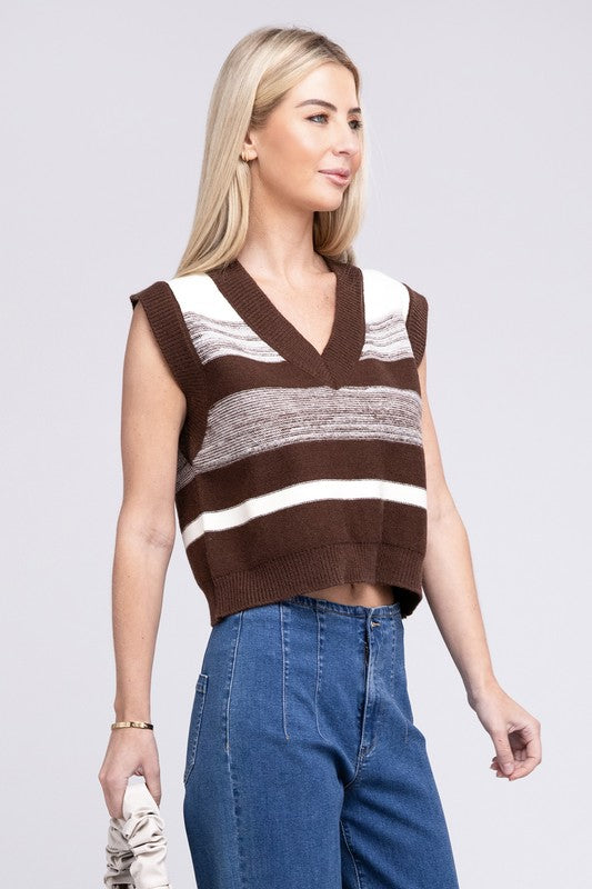 Striped Pattern V-Neck Sweater Vest