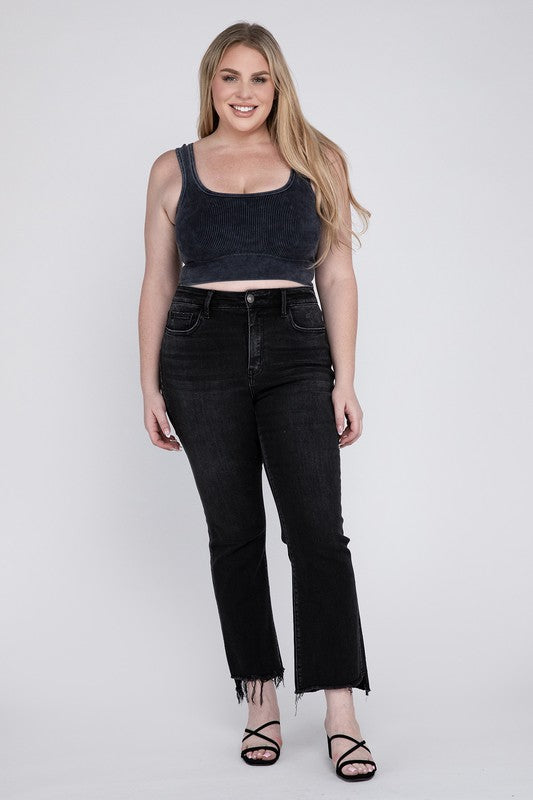 VERVET by Flying Monkey Plus Size High Rise Crop Flare Jeans