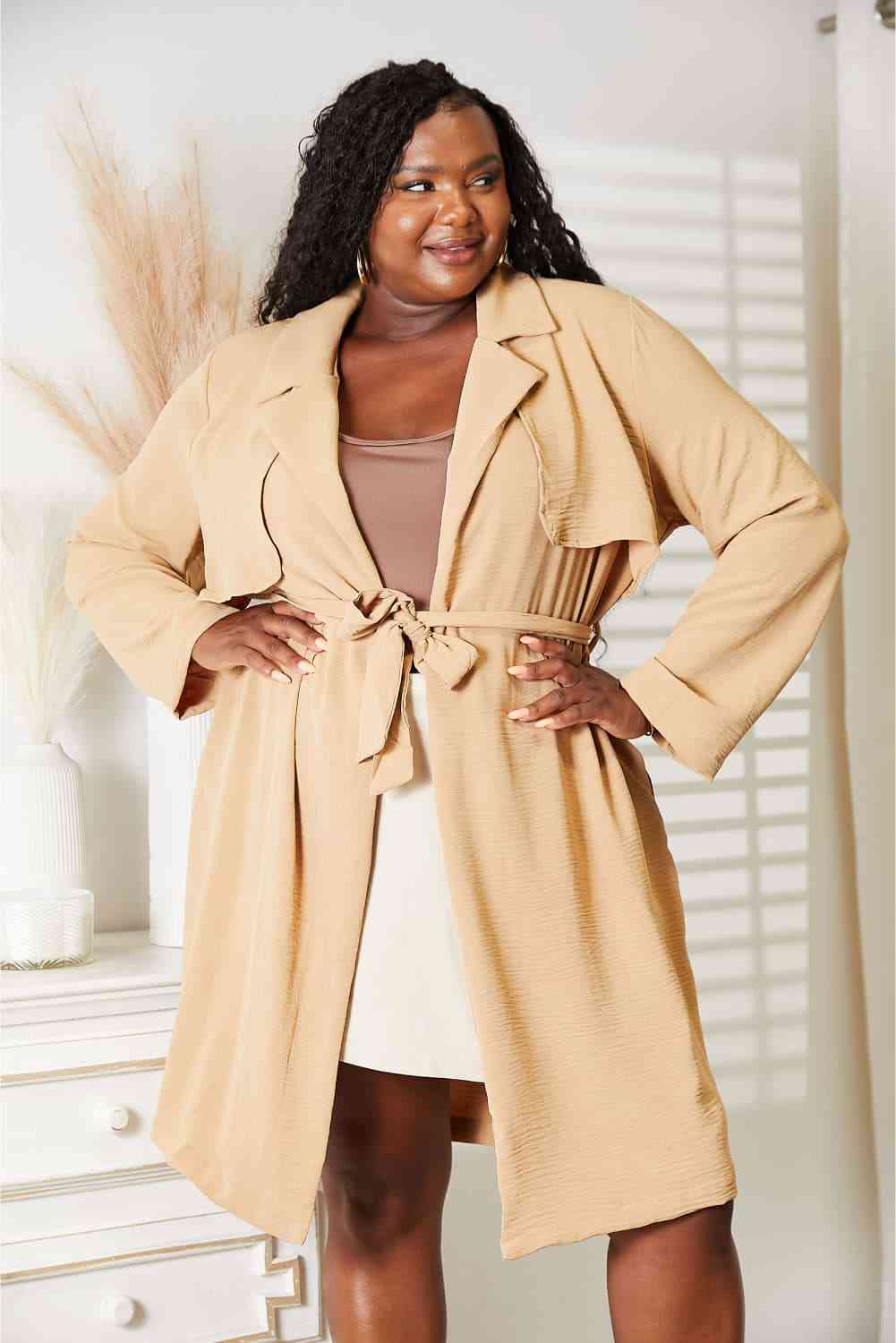 Culture Code Full Size Tied Trench Coat with Pockets