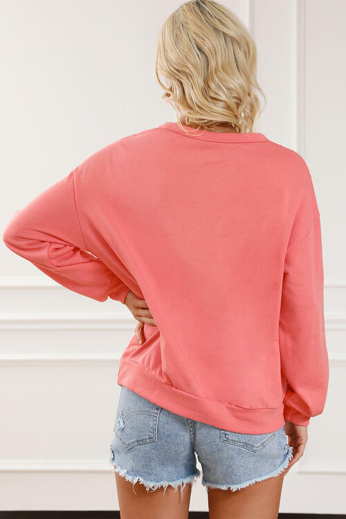 Color Block Round Neck Sweatshirt with Pocket